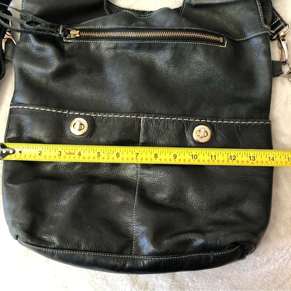 Genuine Roots Black Leather Bucket Crossbody Shoulder Bag Purse - Picture 14 of 16